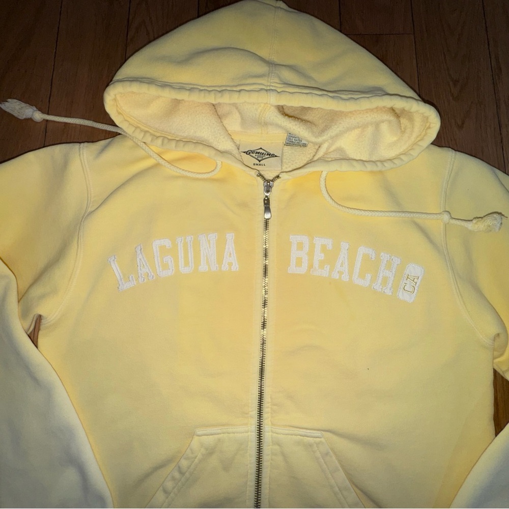 Laguna Beach Zip-Up Hooded Sweatshirt - Pale Yellow - Picture 2 of 11